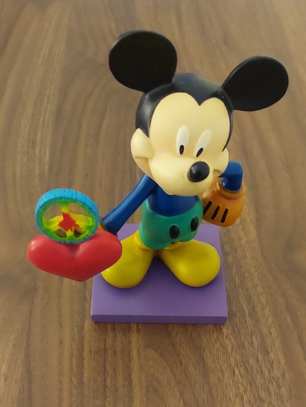 Disney Mickey Mouse Colorful Figure with Red Heart, Yellow Shoes, Blue Shirt
